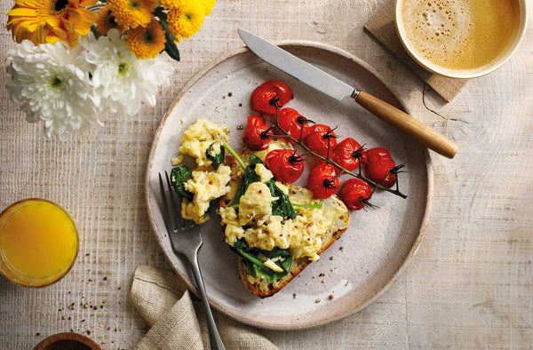 Scrambled Eggs & Roasted Tomatoes on Toast