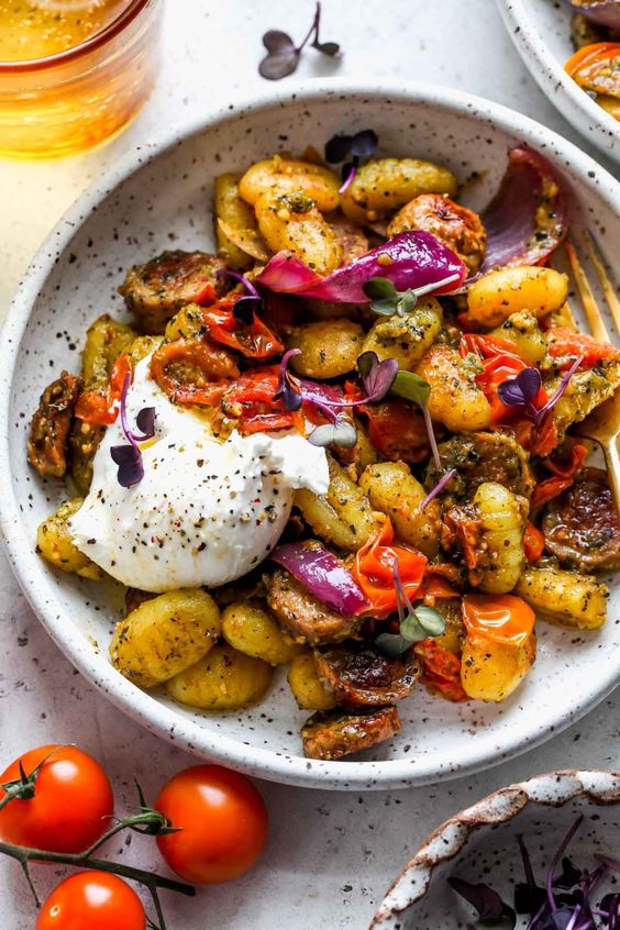 VEGANUARY, Pesto, Sausage & Gnocchi Traybake