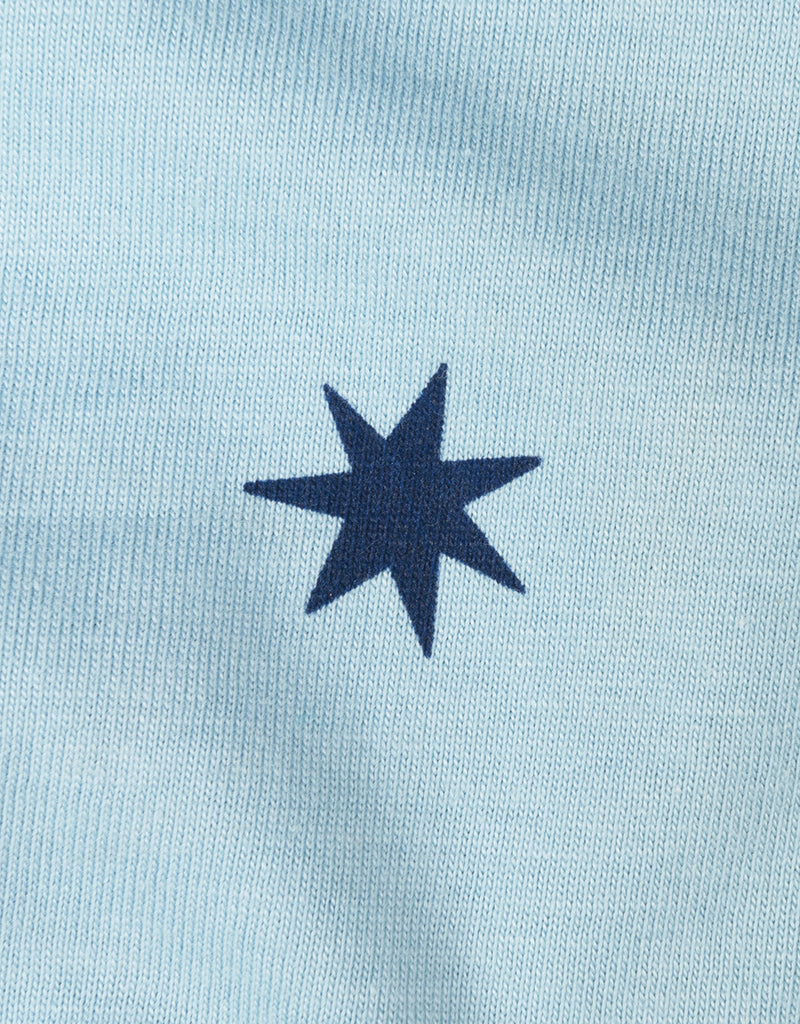 organic cotton t-shirt screen printed with EP iconic star