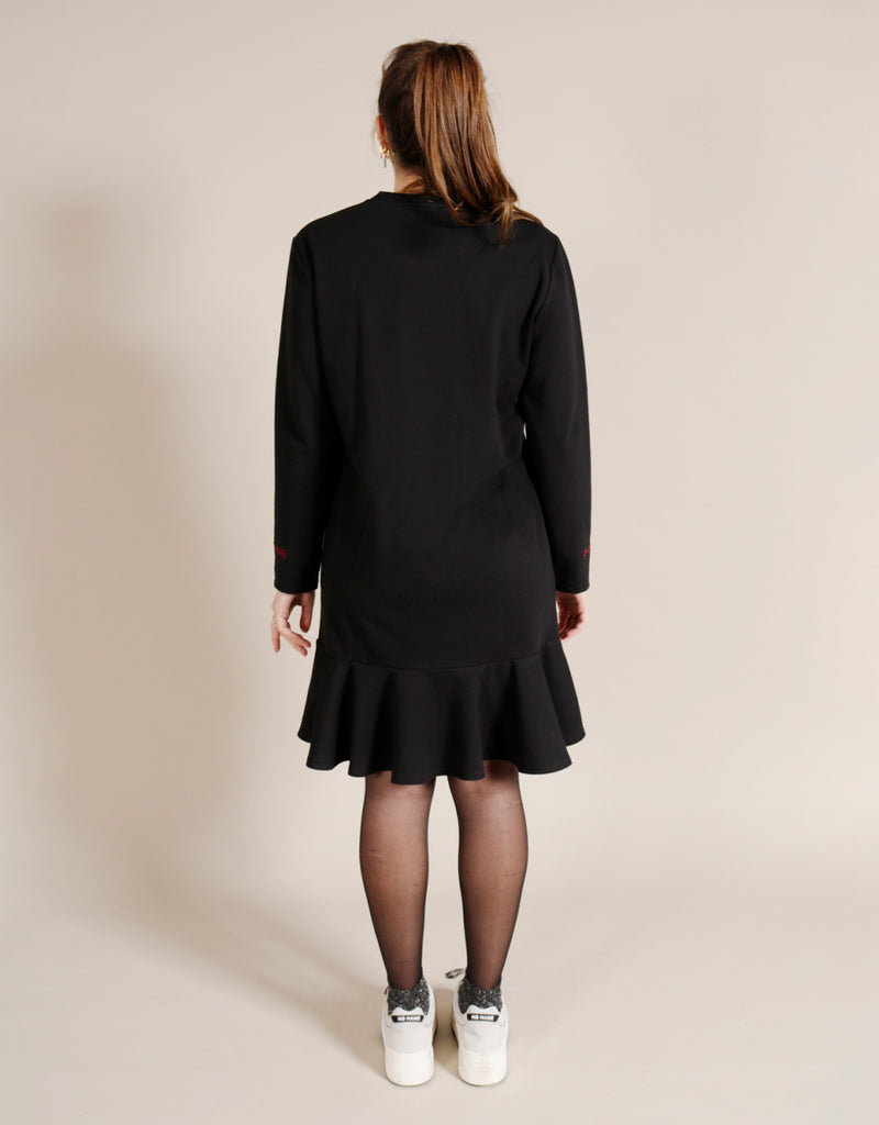 Maise Peplum Organic Cotton Eco Dress - Black