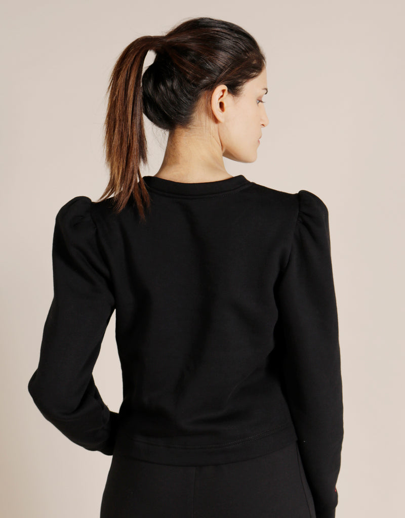 Lina Puff Sleeve Organic Cotton Sustainable Jumper - Black (SOLD OUT!)