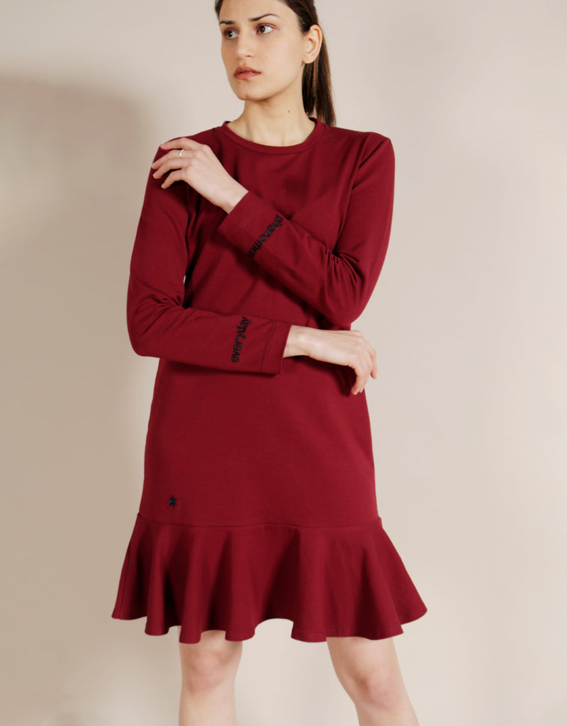 Burgundy Organic Cotton Sustainable Dress - Ethical Fashion Brand Everyday Phenomenal Burgundy Organic Cotton Sustainable Dress - Ethical Fashion Brand Everyday Phenomenal