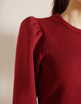 Lina Puff Sleeve Organic Cotton Sustainable Jumper - Burgundy (SOLD OUT!)